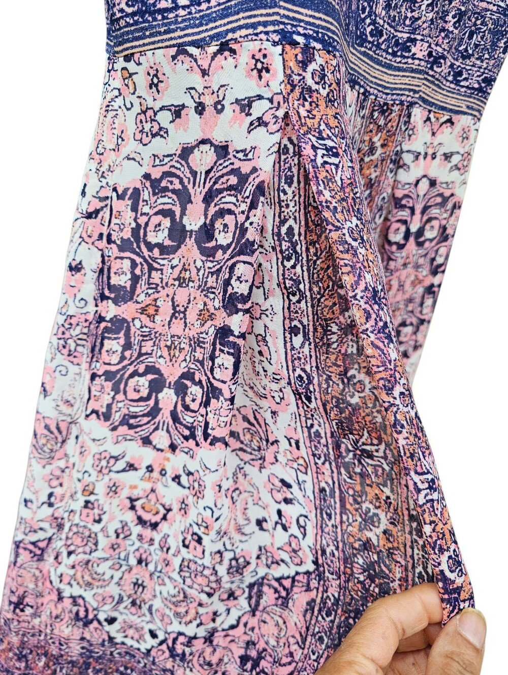 Tahari Pink & Navy Printed Sleeveless Maxi Dress Size 4 - Picture 9 of 16